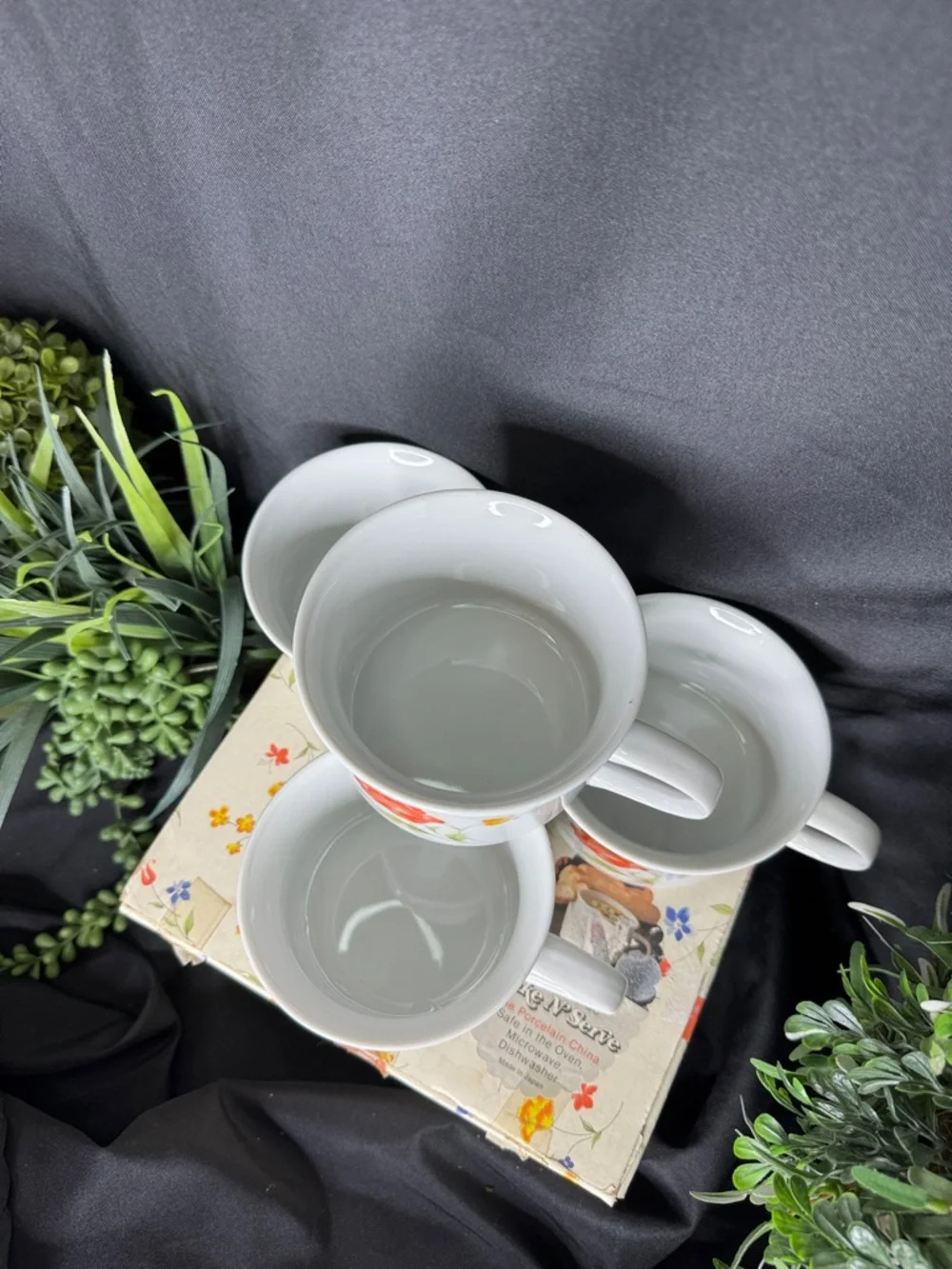 Set of 4 vintage Hearthside Bake N’ Serve Poppy Garden Floral 14oz soup mugs